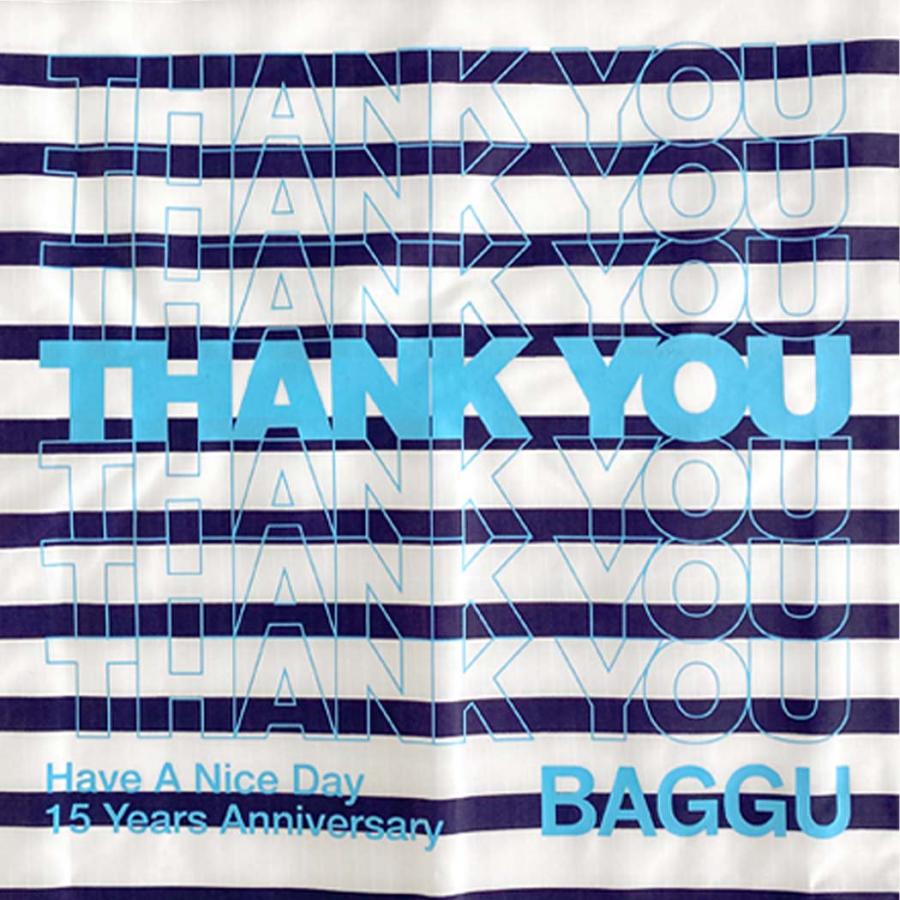 BAGGU バグー エコバッグ STANDARD BAGGU エコバッグ 15th thank you ホワイトネイビー × ライトブルー (15周年記念モデル) ボーダー 大きい スタンダード シ… |  | 02