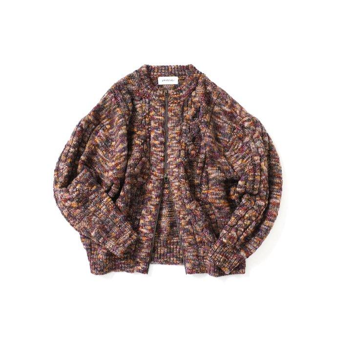 reverve リバーブ / RV22W001 Aran Zip-up CD - Burgundy アランジップアップカーディガン バーガンディ |  | 01