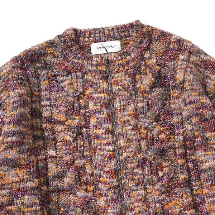 reverve リバーブ / RV22W001 Aran Zip-up CD - Burgundy アランジップアップカーディガン バーガンディ |  | 03