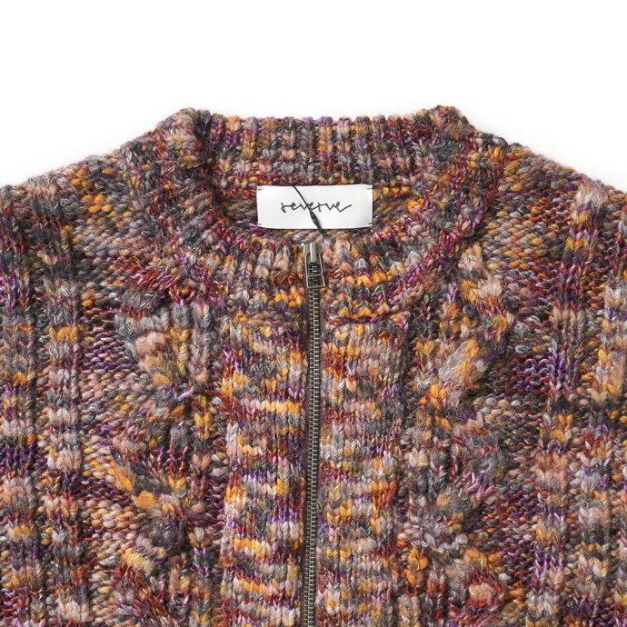 reverve リバーブ / RV22W001 Aran Zip-up CD - Burgundy アランジップアップカーディガン バーガンディ |  | 04