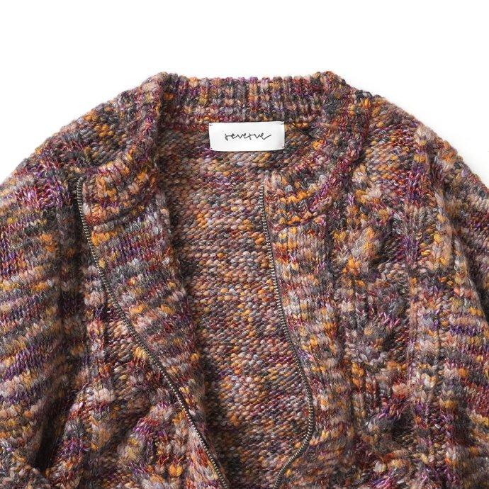 reverve リバーブ / RV22W001 Aran Zip-up CD - Burgundy アランジップアップカーディガン バーガンディ |  | 05