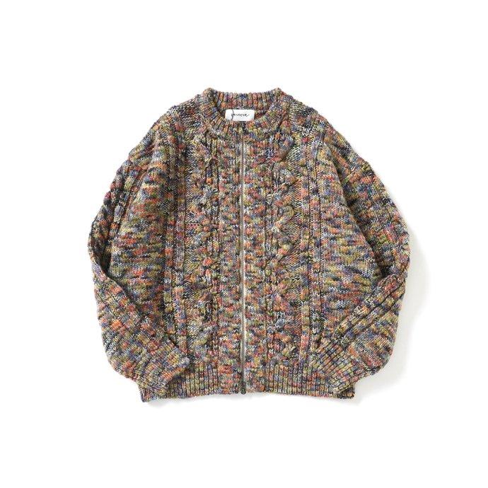 reverve リバーブ / RV22W001 Aran Zip-up CD - Blue アランジップアップカーディガン ブルー | 