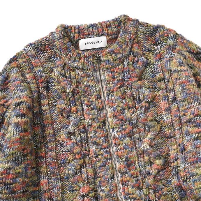 reverve リバーブ / RV22W001 Aran Zip-up CD - Blue アランジップアップカーディガン ブルー |  | 03