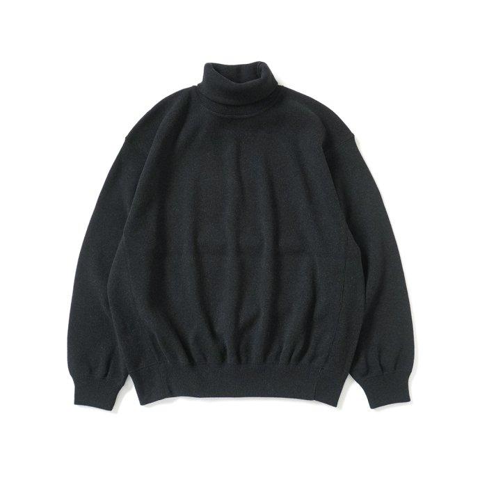 reverve リバーブ / RV22W007 Wool Sweat Turtleneck - Black ウールスウェットタートルネック ブラック | 