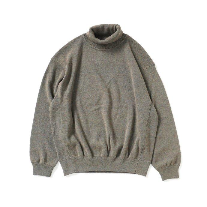 reverve リバーブ / RV22W007 Wool Sweat Turtleneck - Khaki ウールスウェットタートルネック カーキ | 