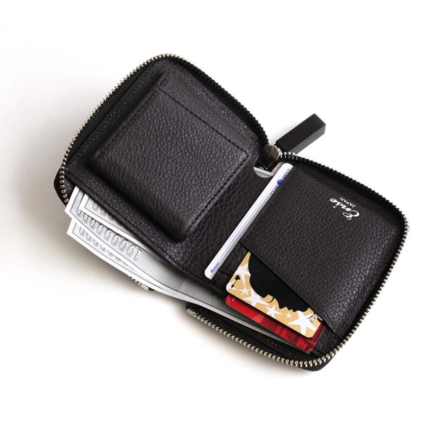Ense（アンサ） / sew132 wood zipper mini wallet ミニウォレット - 全4色 コンパクト 財布 ミニ ウォレット 小さい 2つ折り 黒 グレージュ ブラウン ブルー … | Ense | 04