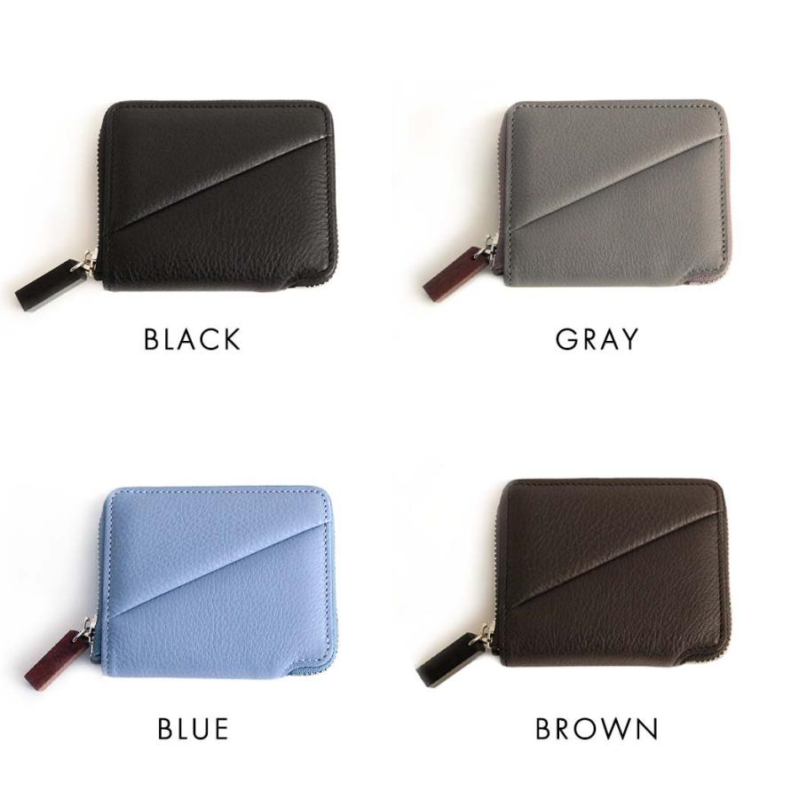 Ense（アンサ） / sew132 wood zipper mini wallet ミニウォレット - 全4色 コンパクト 財布 ミニ ウォレット 小さい 2つ折り 黒 グレージュ ブラウン ブルー … | Ense | 05