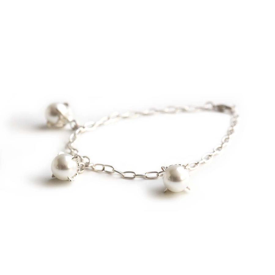 【廃番商品】hirondelle et pepin / silver925 sv-23ss-35 ラ ボア ラクテ チェーンバングル - パール | hirondelle