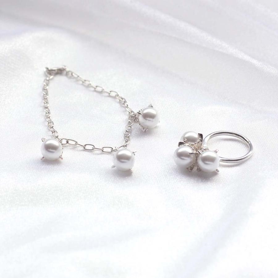 【廃番商品】hirondelle et pepin / silver925 sv-23ss-35 ラ ボア ラクテ チェーンバングル - パール | hirondelle | 03