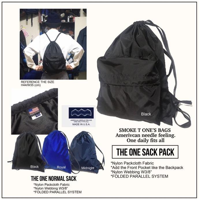SMOKE T ONE / THE ONE SACK PACK - Black ブラック スモークトーン ナップサック 巾着バッグ デイパック バックパック リュック プチギフト プレゼント お祝… | ONE | 09