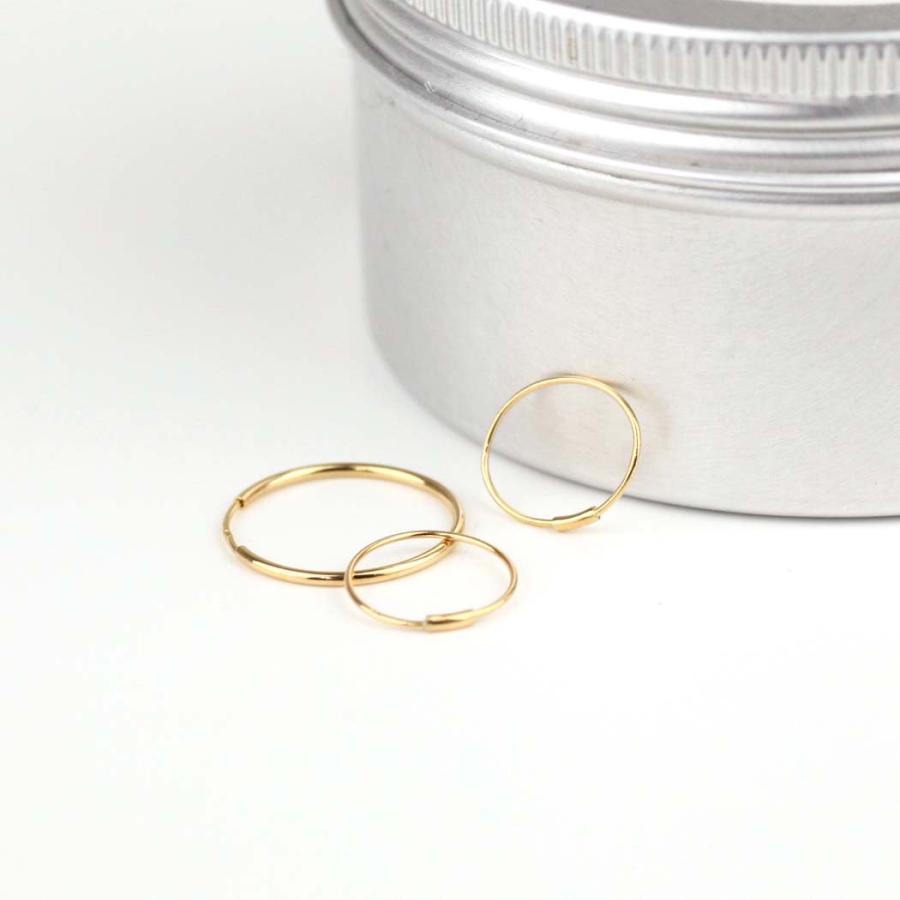 【廃番商品】hirondelle et pepin (イロンデールエペパン) / k18 gpk18-02 シンプル 円形 フープピアス S イエローゴールド (片耳タイプ) | hirondelle | 05