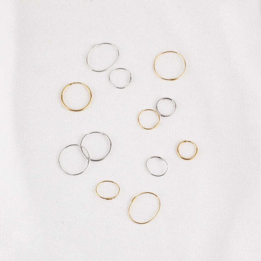 【廃番商品】hirondelle et pepin (イロンデールエペパン) / k14 wpk14-06 シンプル 楕円形 オーバルフープピアス S ホワイトゴールド (片耳タイプ) | hirondelle | 05