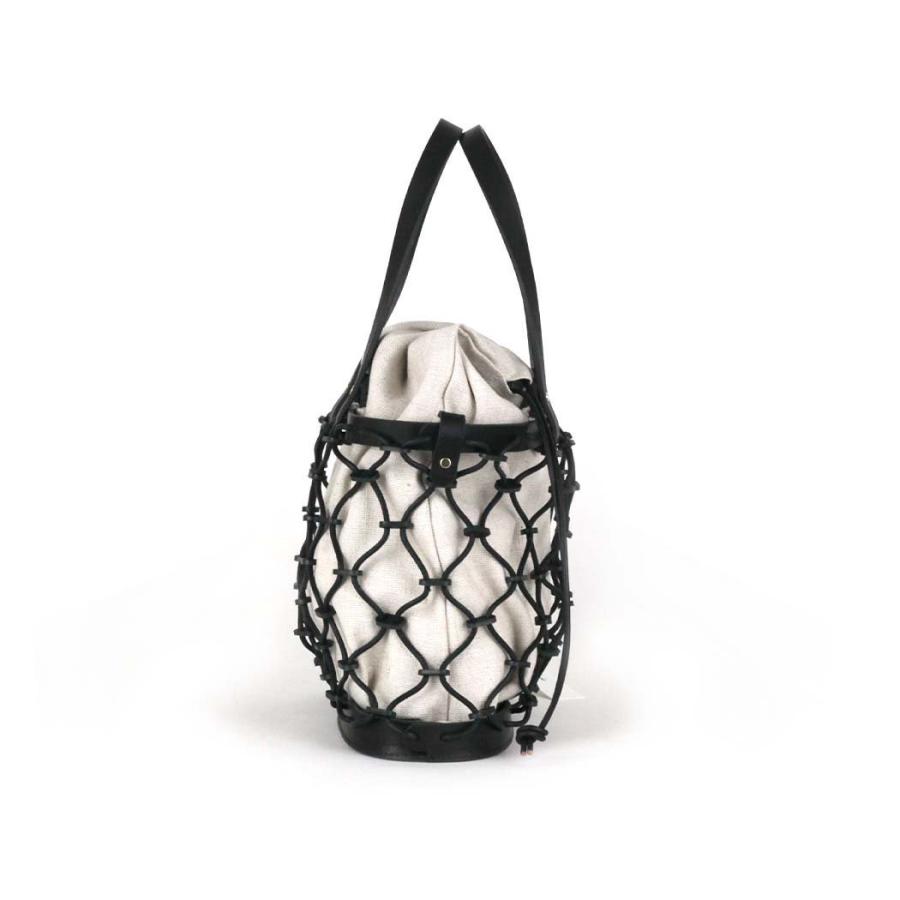 Ense (アンサ) / kago tote k002 巾着付きカゴトート - ブラック × キナリ | Ense | 02