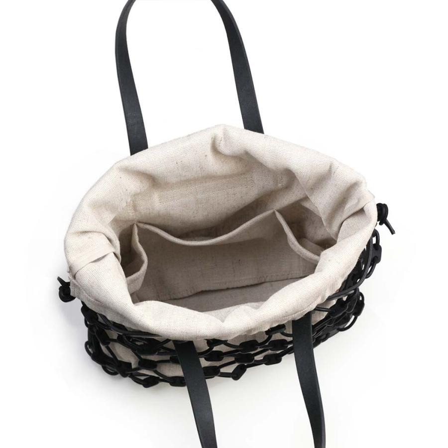 Ense (アンサ) / kago tote k002 巾着付きカゴトート - ブラック × キナリ | Ense | 03