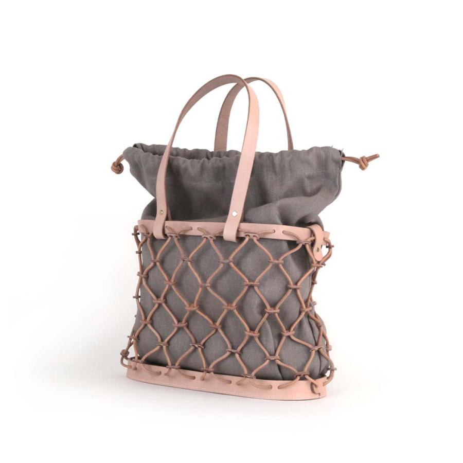 Ense (アンサ) / kago tote k002 巾着付きカゴトート - ナチュラル × グレー | Ense | 01