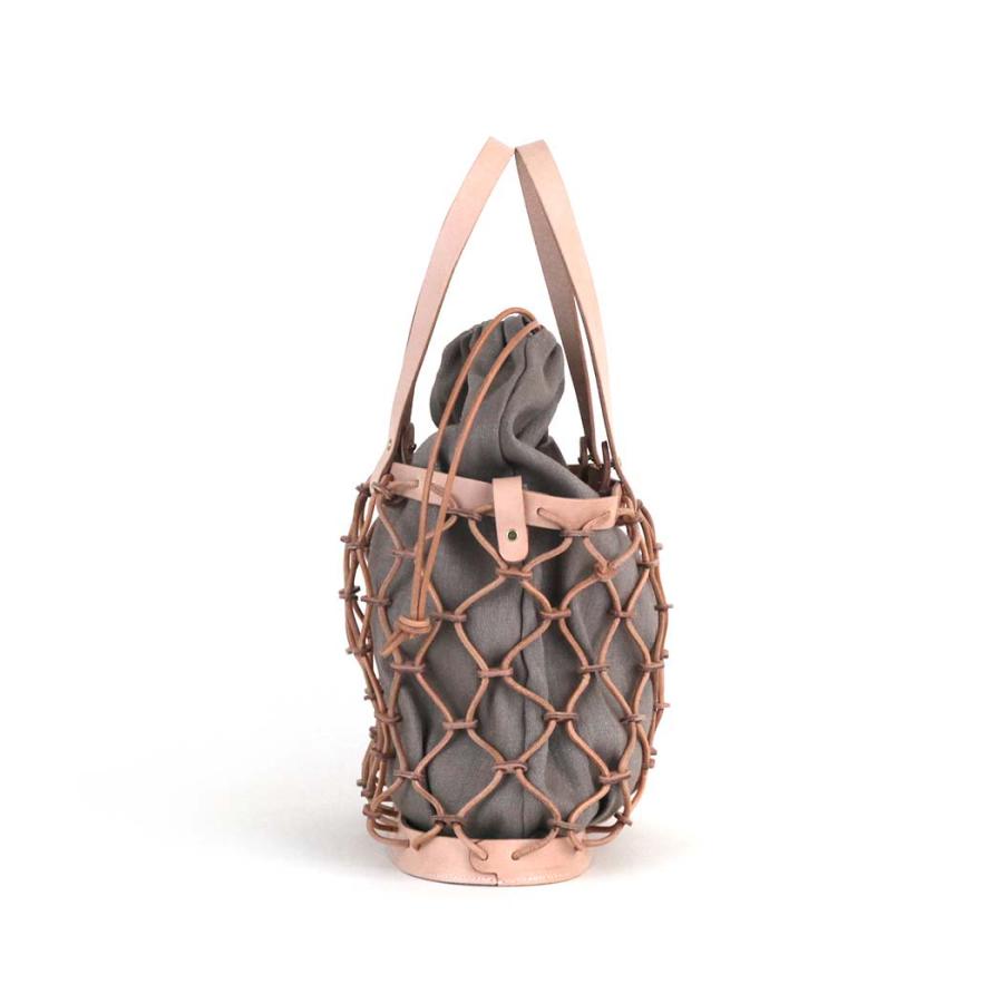 Ense (アンサ) / kago tote k002 巾着付きカゴトート - ナチュラル × グレー | Ense | 02