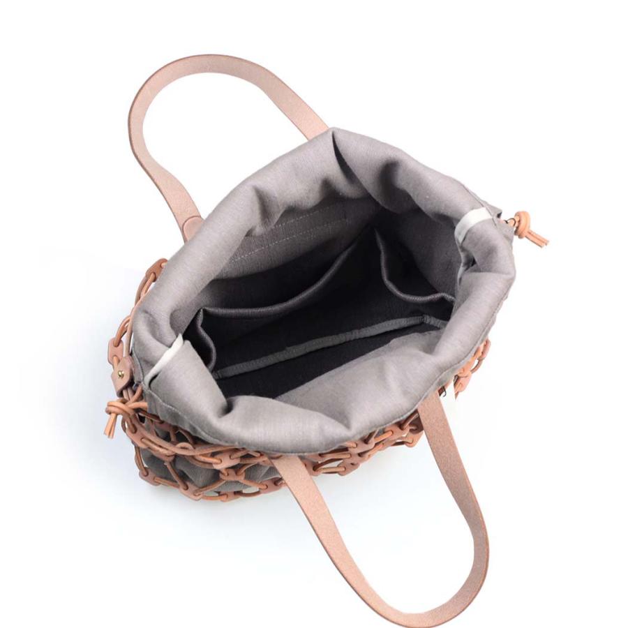 Ense (アンサ) / kago tote k002 巾着付きカゴトート - ナチュラル × グレー | Ense | 03
