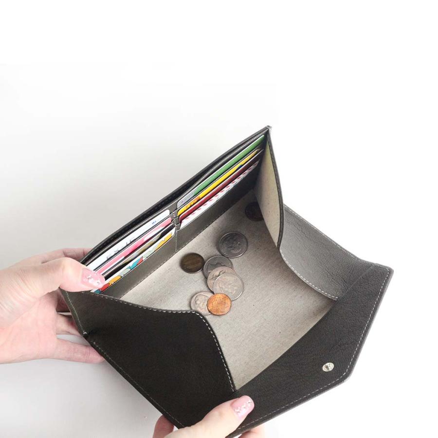 Ense アンサ 長財布 財布 sew135 garcon wallet ロングウォレット モスグリーン フラップ カード入れ 小銭入れ 有り 日本製 ゴートレザー 山羊革 あす楽 | Ense | 02