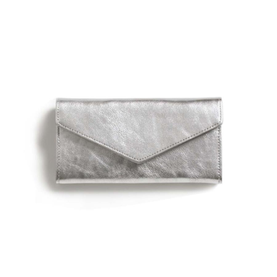 Ense アンサ 長財布 財布 sew135 garcon wallet ロングウォレット シルバー フラップ カード入れ 小銭入れ 有り 日本製 ゴートレザー 山羊革 あす楽 | Ense