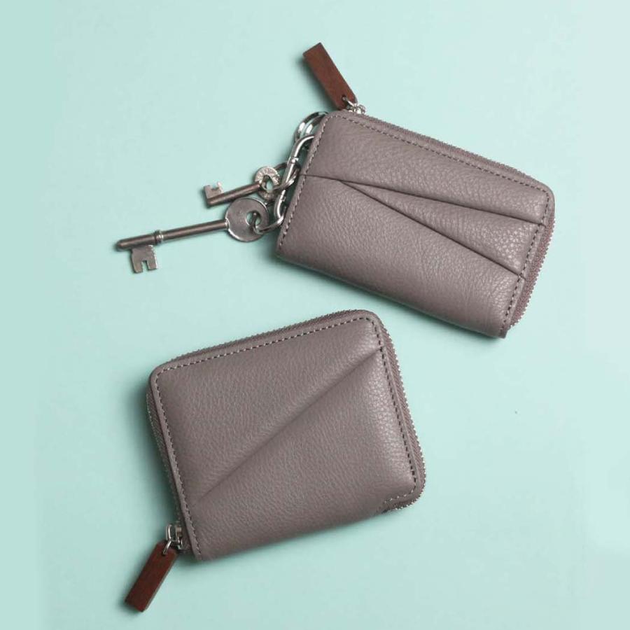 Ense アンサ キーケース sew137 wood zipper key case グレー L字 キーホルダー 鍵 スマートキー カード入れ ステアレザー 本革 牛革 日本製 あす楽 | Ense | 05