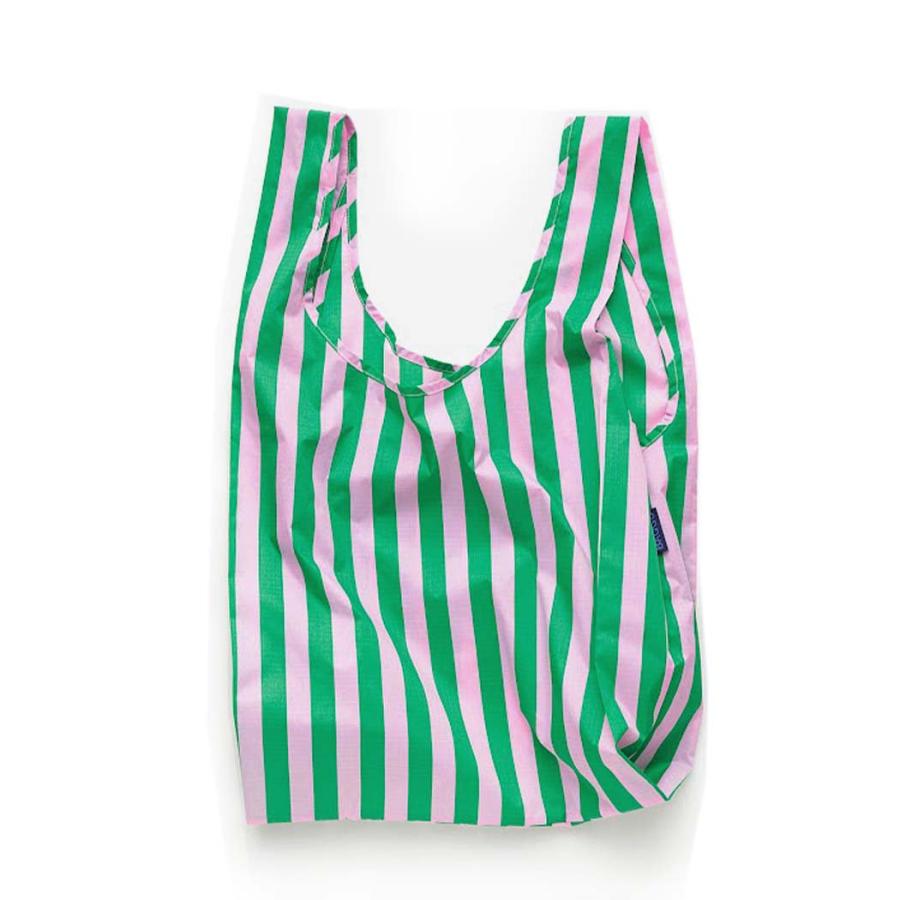 BAGGU バグー STANDARD エコバッグ ストライプ ピンク × グリーン 2023年 新色 バッグ a4 レディース 軽量 洗濯可能 折り畳み コンパクト 大容量 レジバッグ … | BAGGU