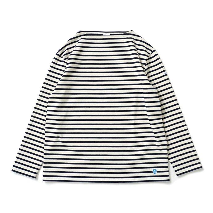 オーシバル ORCIVAL オーバーサイズ コットンロード フレンチ バスク シャツ ECRU x MARINE 生成 ／ ネイビー B211 フランス製 サイズ7 サイズ8 ビッグサイズ … | ORCIVAL