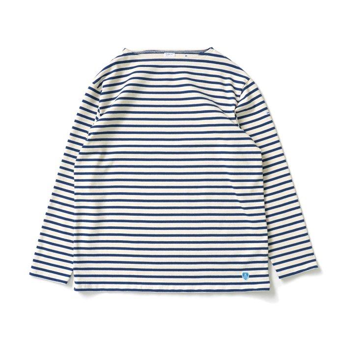 オーシバル ORCIVAL オーバーサイズ コットンロード フレンチ バスク シャツ ECRU x INDIGO 生成 ／ ブルー B211 フランス製 サイズ7 サイズ8 ビッグサイズ メ… | ORCIVAL