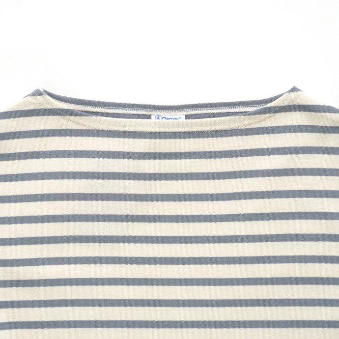 オーシバル ORCIVAL オーバーサイズ コットンロード フレンチ バスク シャツ ECRU x TUNGSTEN 生成 ／ グレー B211 フランス製 サイズ7 サイズ8 ビッグサイズ … | ORCIVAL | 02