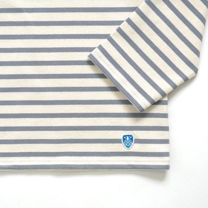 オーシバル ORCIVAL オーバーサイズ コットンロード フレンチ バスク シャツ ECRU x TUNGSTEN 生成 ／ グレー B211 フランス製 サイズ7 サイズ8 ビッグサイズ … | ORCIVAL | 03