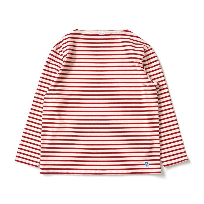 オーシバル ORCIVAL オーバーサイズ コットンロード フレンチ バスク シャツ ECRU x POPPY 生成 ／ レッド B211 フランス製 サイズ7 サイズ8 ビッグサイズ メ… | ORCIVAL