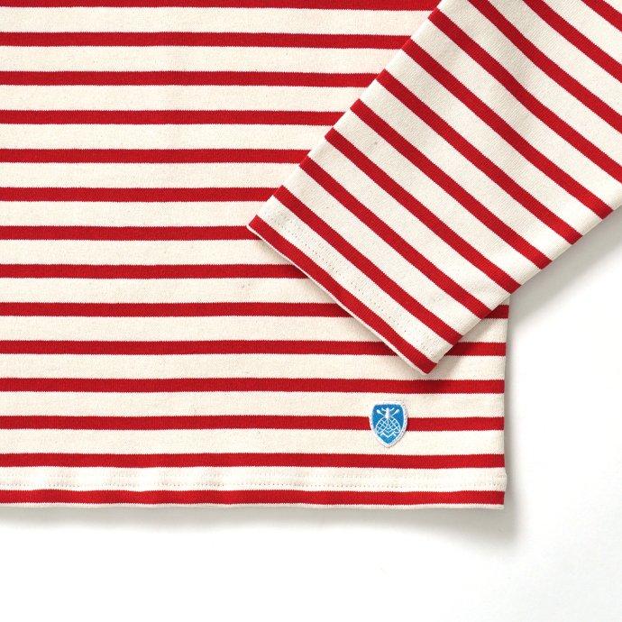 オーシバル ORCIVAL オーバーサイズ コットンロード フレンチ バスク シャツ ECRU x POPPY 生成 ／ レッド B211 フランス製 サイズ7 サイズ8 ビッグサイズ メ… | ORCIVAL | 03