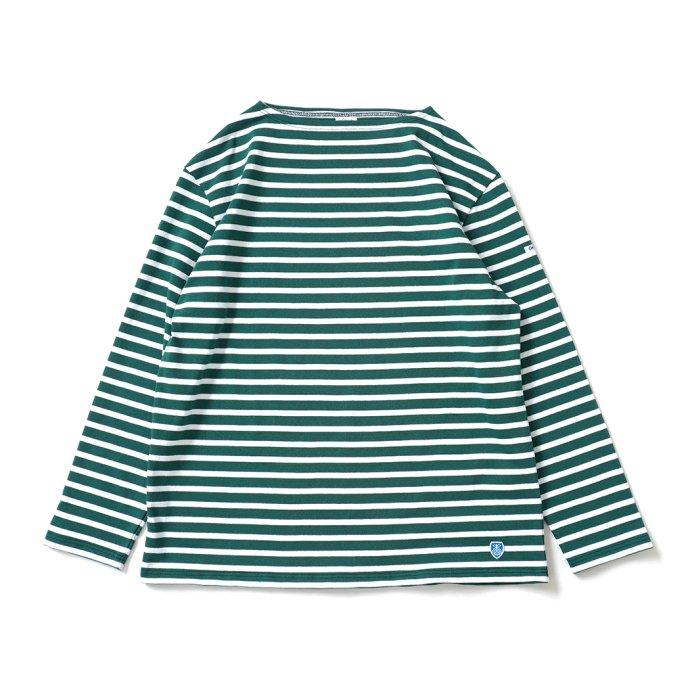 オーシバル ORCIVAL オーバーサイズ コットンロード フレンチ バスク シャツ MALLARD x WHITE グリーン ／ ホワイト B211 フランス製 サイズ7 サイズ8 ビッグ… | ORCIVAL