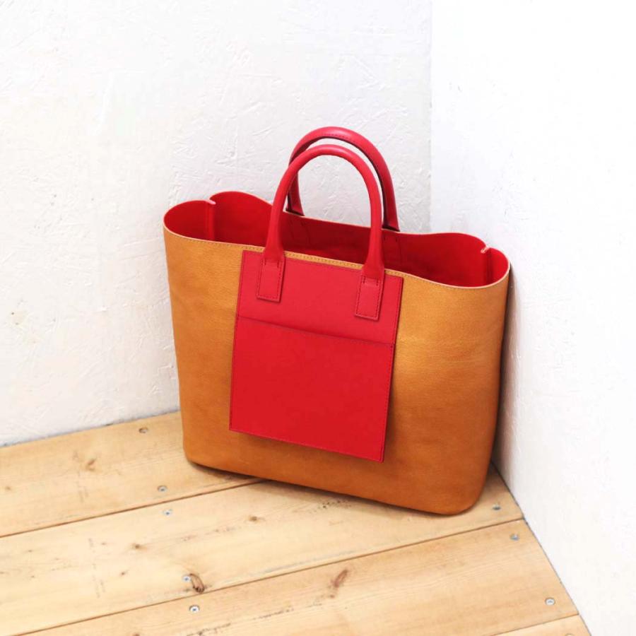COURTNEY ORLA (コートニーオーラ) / INVERSE TOTE m レザー トートバッグ - レッド/キャメル INV23SPL015002CAM/RE | COURTNEY ORLA