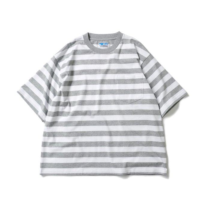 Powderhorn Mountaineering / PH23SS-001 P.H. M.STRIPE TEE Regular Stripe - Grey/White ボーダー半袖Tシャツ | Powderhorn Mountaineering(ファッション)