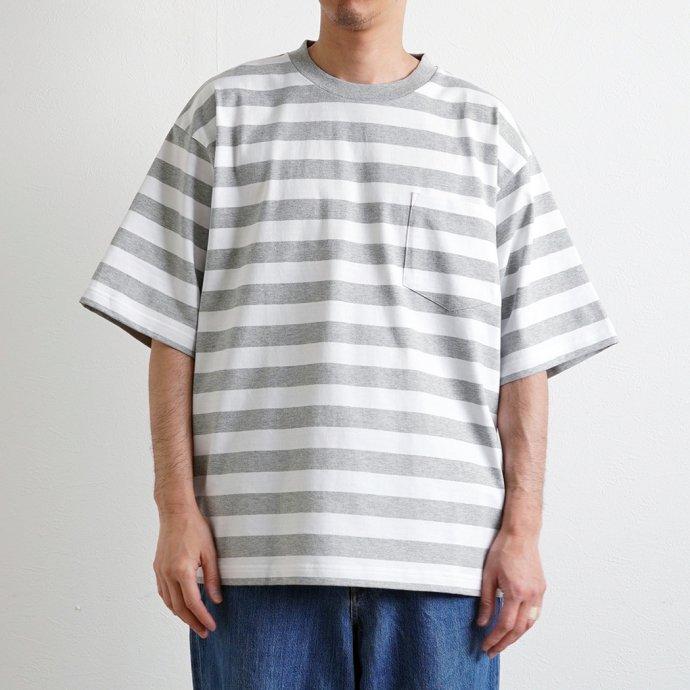 Powderhorn Mountaineering / PH23SS-001 P.H. M.STRIPE TEE Regular Stripe - Grey/White ボーダー半袖Tシャツ | Powderhorn Mountaineering(ファッション) | 05