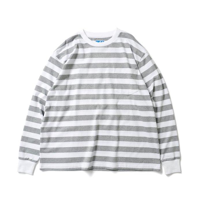Powderhorn Mountaineering / PH23SS-002 P.H. M.STRIPE L/S TEE Regular Stripe - Grey/White ボーダー長袖Tシャツ | Powderhorn Mountaineering(ファッション)
