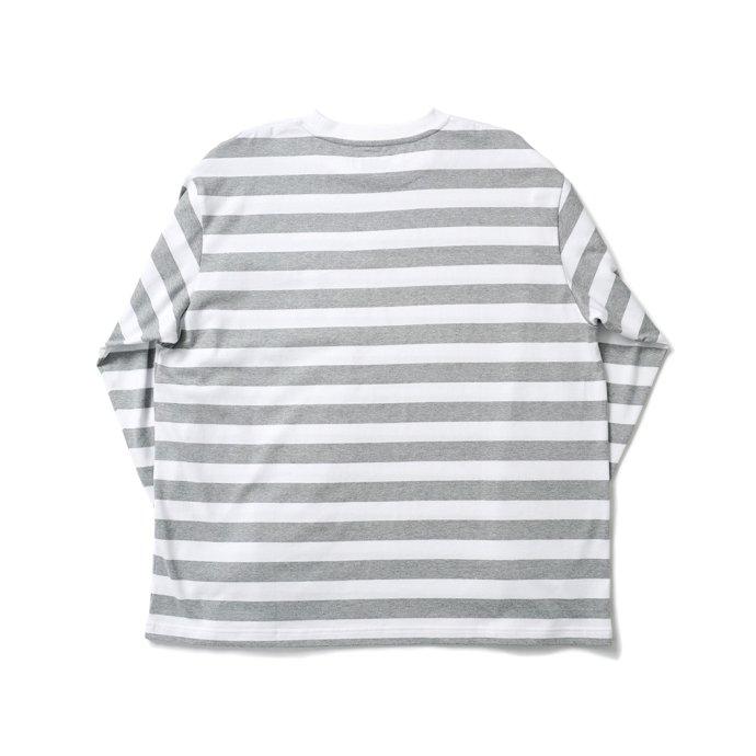 Powderhorn Mountaineering / PH23SS-002 P.H. M.STRIPE L/S TEE Regular Stripe - Grey/White ボーダー長袖Tシャツ | Powderhorn Mountaineering(ファッション) | 01