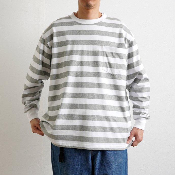 Powderhorn Mountaineering / PH23SS-002 P.H. M.STRIPE L/S TEE Regular Stripe - Grey/White ボーダー長袖Tシャツ | Powderhorn Mountaineering(ファッション) | 05