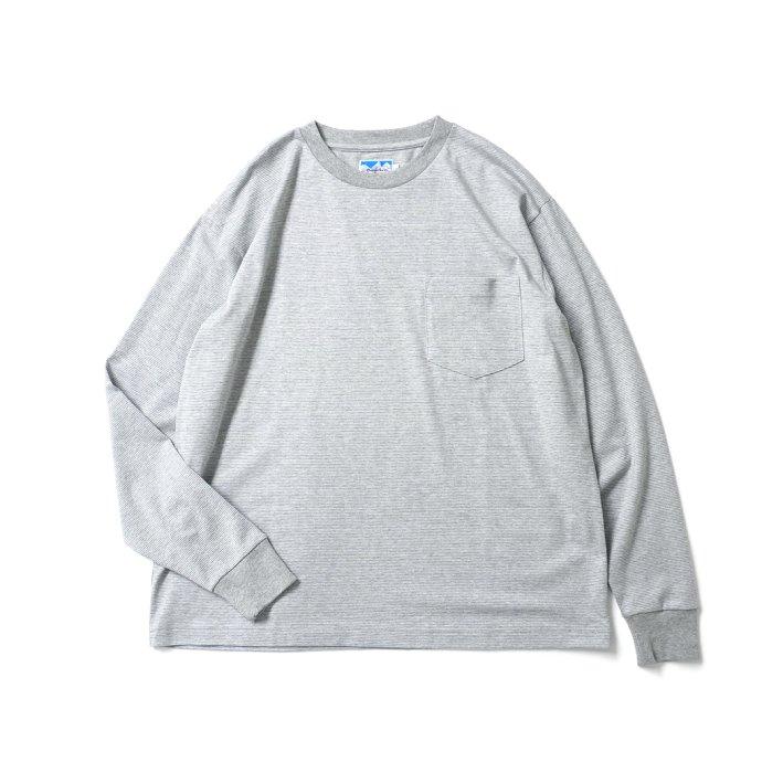 Powderhorn Mountaineering / PH23SS-002 P.H. M.STRIPE L/S TEE Micro Stripe - Grey/White マイクロボーダー長袖Tシャツ | Powderhorn Mountaineering(ファッション)