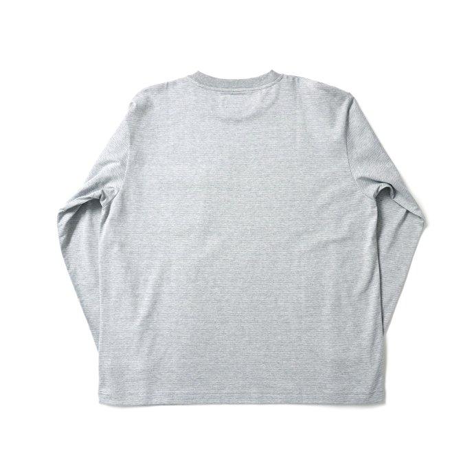 Powderhorn Mountaineering / PH23SS-002 P.H. M.STRIPE L/S TEE Micro Stripe - Grey/White マイクロボーダー長袖Tシャツ | Powderhorn Mountaineering(ファッション) | 01