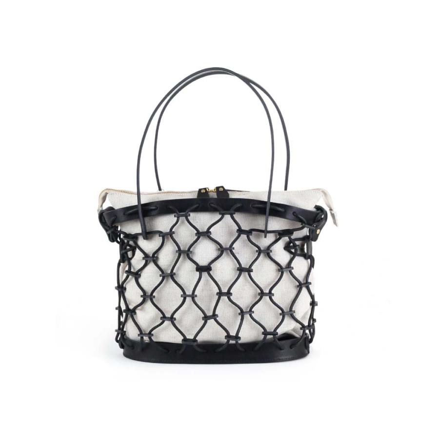 Ense (アンサ) / k003 kago tote mini レザー カゴ トート バッグ - ブラック / キナリ | Ense | 01