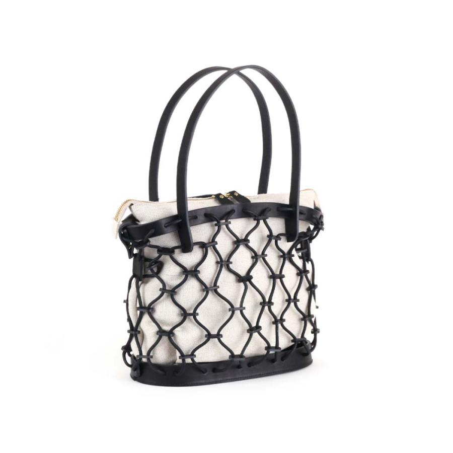Ense (アンサ) / k003 kago tote mini レザー カゴ トート バッグ - ブラック / キナリ | Ense | 02