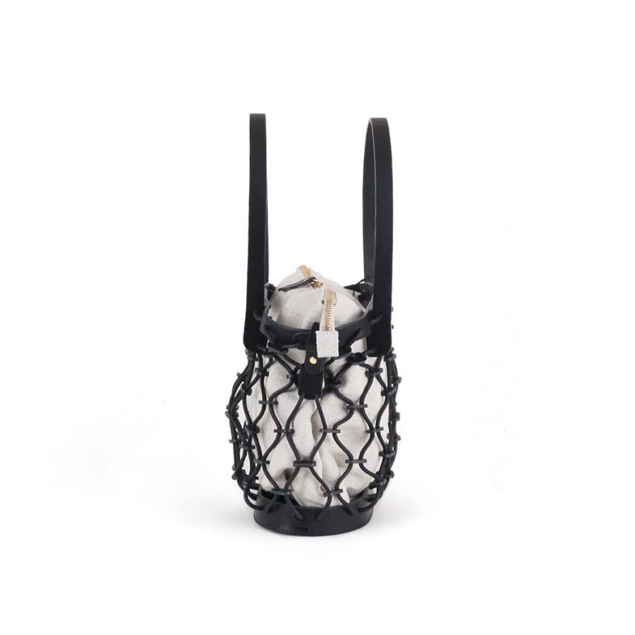 Ense (アンサ) / k003 kago tote mini レザー カゴ トート バッグ - ブラック / キナリ | Ense | 03