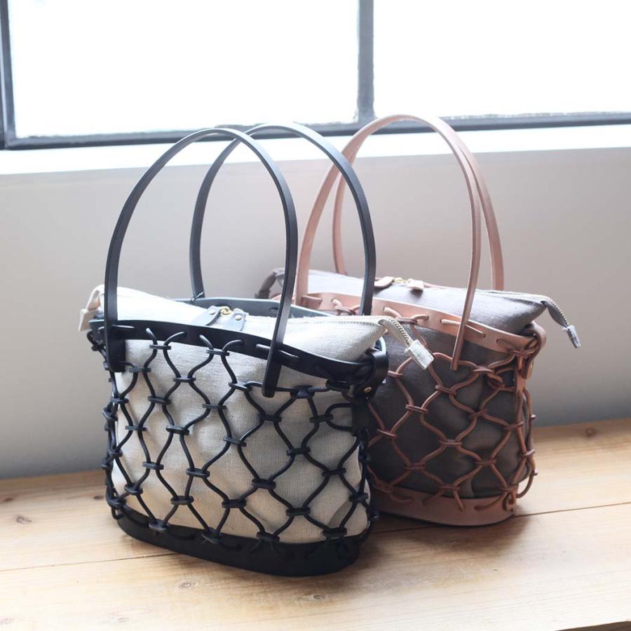 Ense (アンサ) / k003 kago tote mini レザー カゴ トート バッグ - ブラック / キナリ | Ense | 09