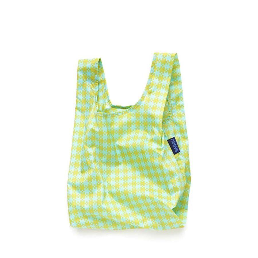 BAGGU バグー エコバッグ BABY リサイクル ナイロン ミントグリーン ギンガム チェック 2023年 新色 緑 柄 ベビー 洗濯可能 折り畳み コンパクト 軽量 ミニ コ… | BAGGU