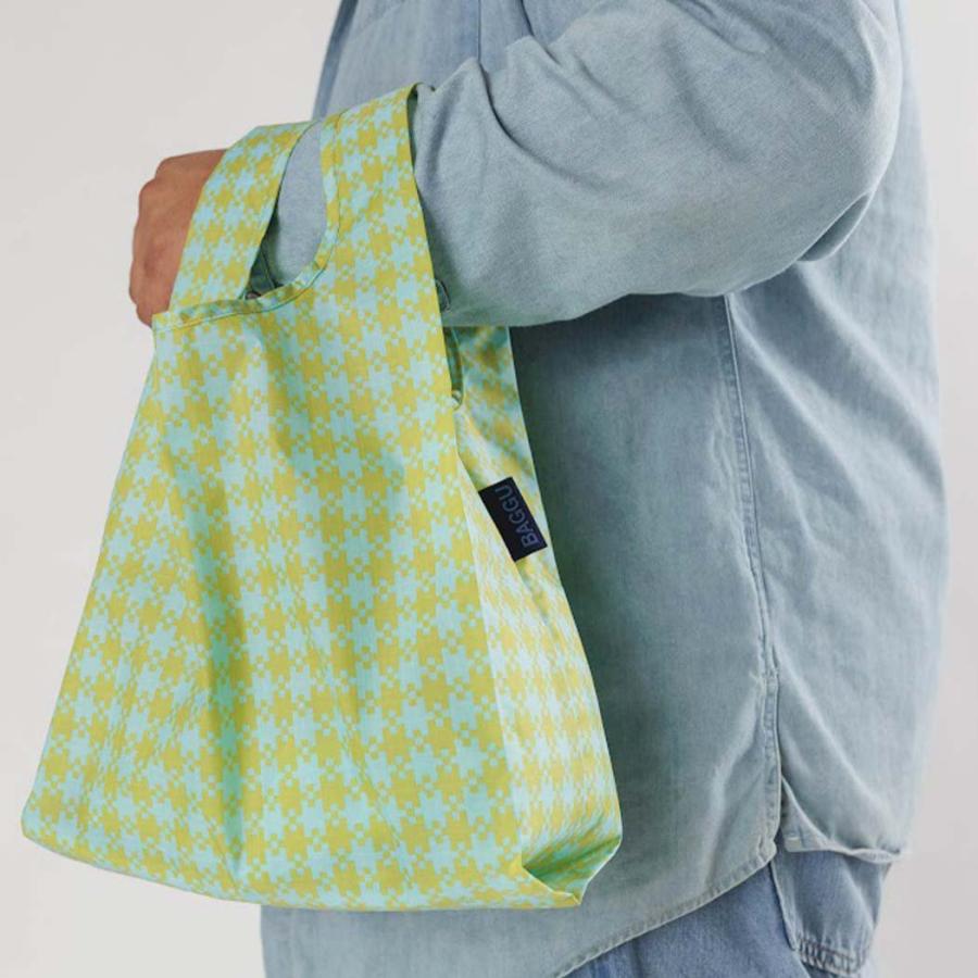 BAGGU バグー エコバッグ BABY リサイクル ナイロン ミントグリーン ギンガム チェック 2023年 新色 緑 柄 ベビー 洗濯可能 折り畳み コンパクト 軽量 ミニ コ… | BAGGU | 03