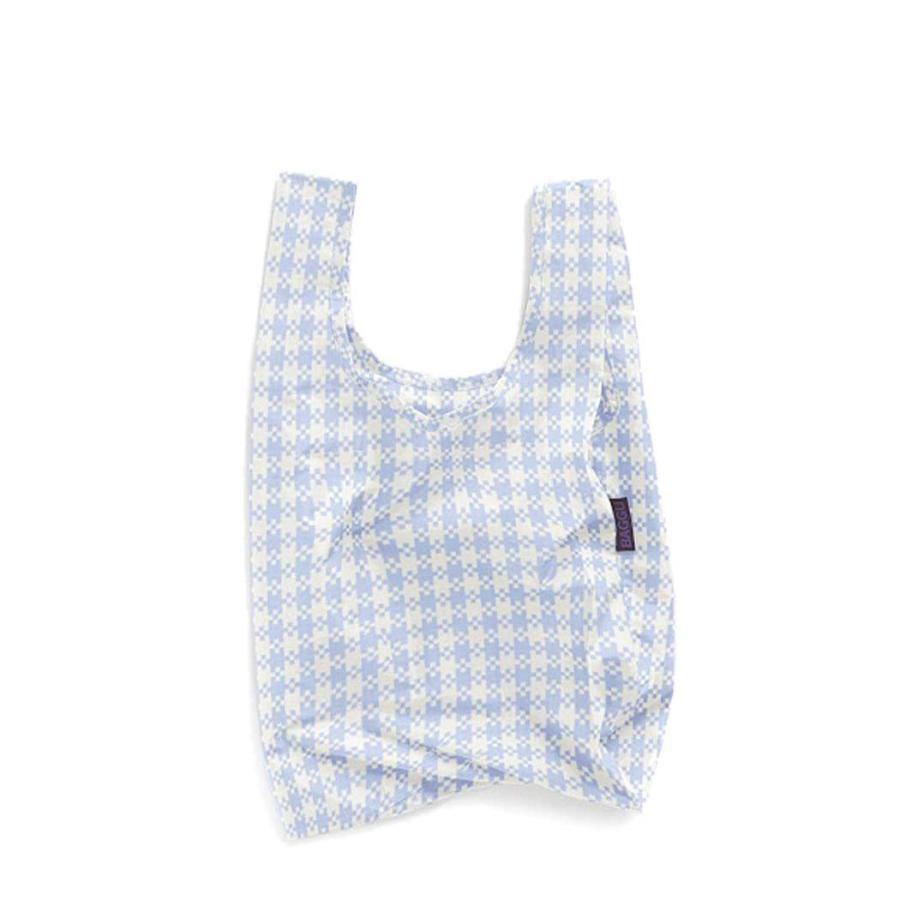 BAGGU バグー エコバッグ BABY リサイクル ナイロン ライトブルー ギンガム チェック 2023年 新色 青 柄 ベビー 洗濯可能 折り畳み コンパクト 軽量 ミニ コン… | BAGGU