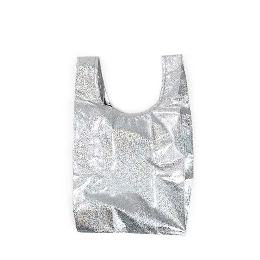 BAGGU バグー エコバッグ BABY リサイクル ナイロン メタリック ホログラム (日本限定モデル) 2023年 新色 シルバー ベビー 洗濯可能 折り畳み コンパクト 軽… | BAGGU
