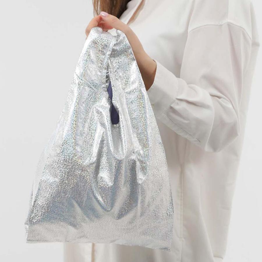 BAGGU バグー エコバッグ BABY リサイクル ナイロン メタリック ホログラム (日本限定モデル) 2023年 新色 シルバー ベビー 洗濯可能 折り畳み コンパクト 軽… | BAGGU | 02