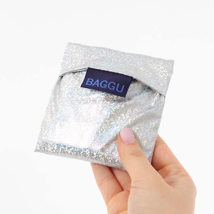 BAGGU バグー エコバッグ BABY リサイクル ナイロン メタリック ホログラム (日本限定モデル) 2023年 新色 シルバー ベビー 洗濯可能 折り畳み コンパクト 軽… | BAGGU | 04
